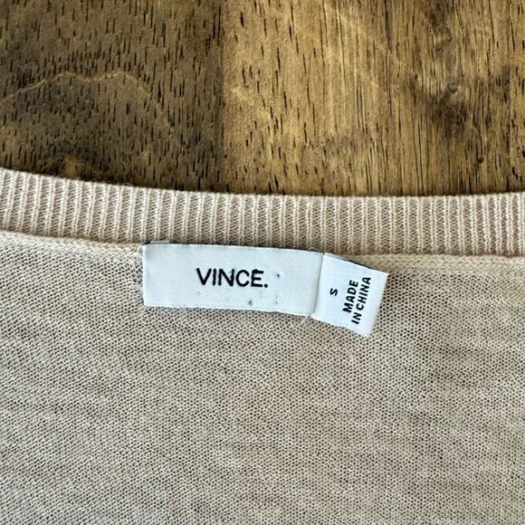 Vince Women’s Merino Wool Colorblock Easy Fit V Neck Sweater Pink Gray Sz Small - Picture 4 of 8